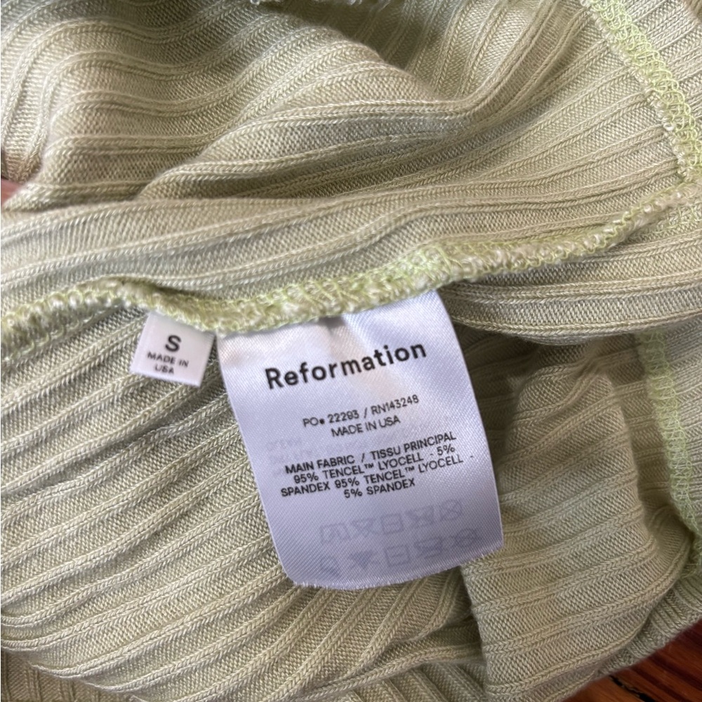 Reformation Green Ribbed Button-Down Blouse - Picture 4 of 6